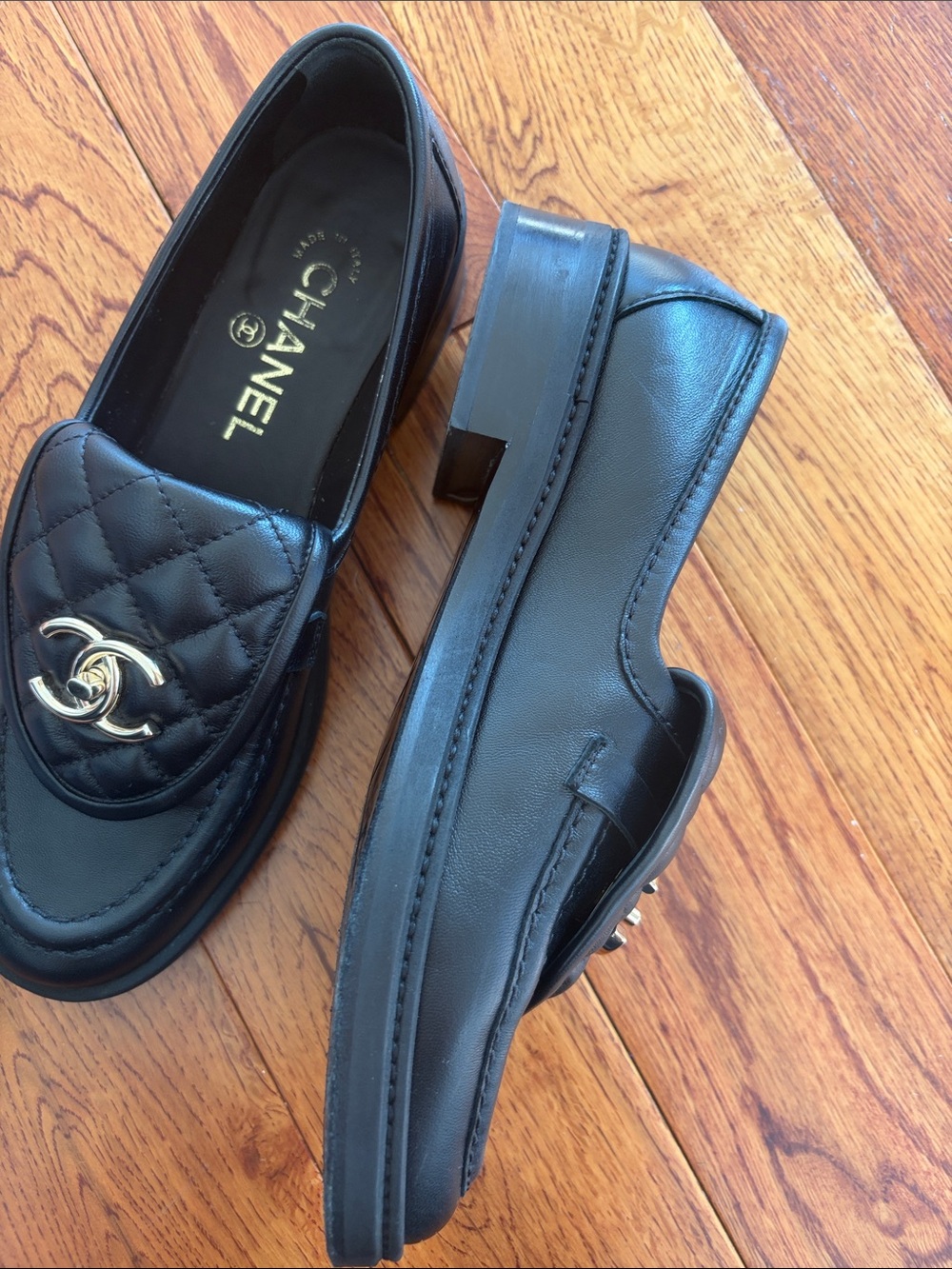 CHANEL Black Quilted Moccasins - Picture 2 of 11
